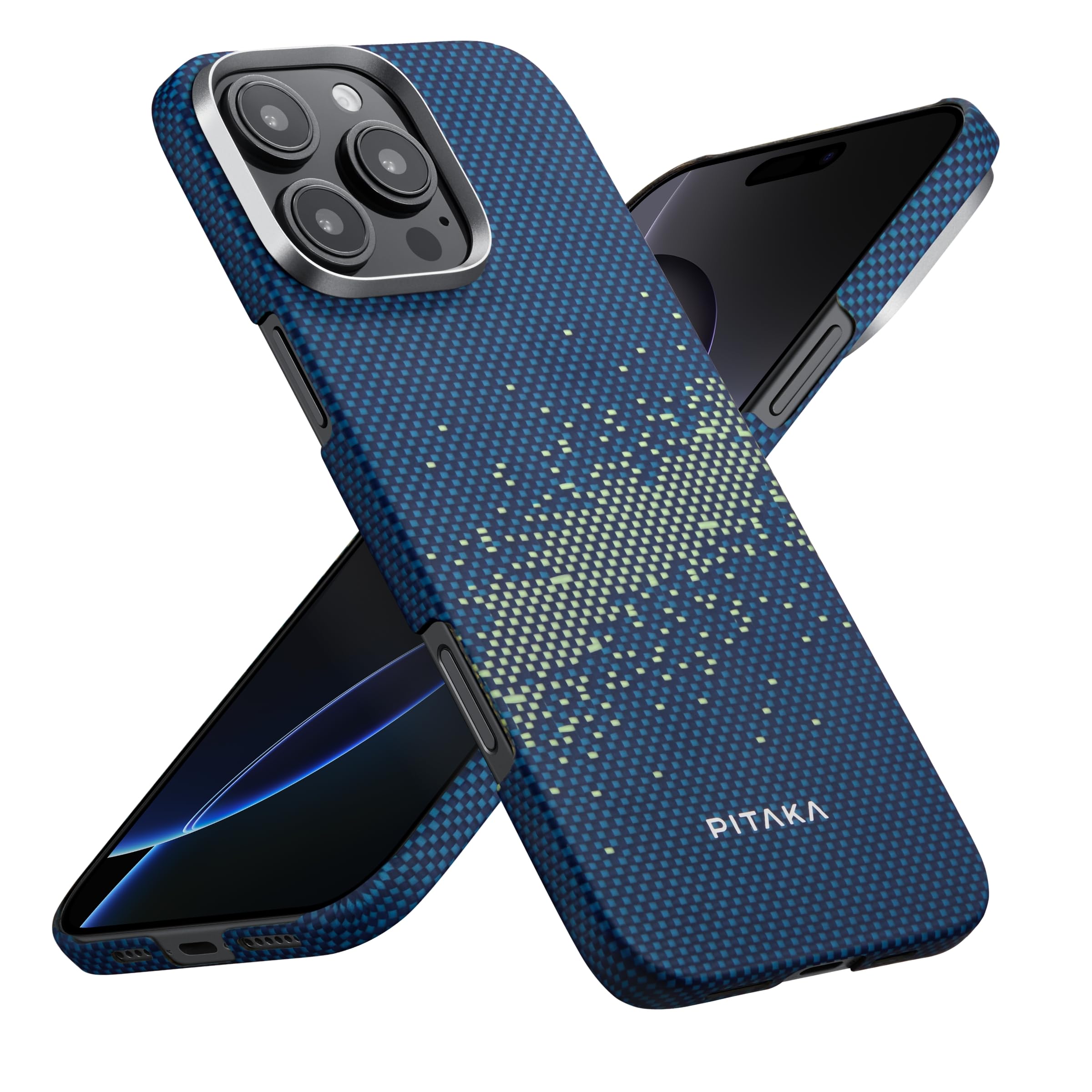 「PITAKA」 iPhone 16 Pro用 ケース アラミド繊維製 MagSafe対応 超極薄・超軽量 カーボン風 ワイヤレス充電対応 ミニマリスト シンプル (StarPeak 星)