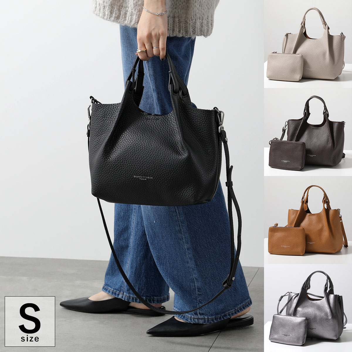 GIANNI CHIARINI ジャンニキアリーニ ミニトート DUA デュア S BS 9719 RNGDBL レディース ハンドバッグ ショルダーバッグ レザー ポーチ付き 鞄 カラー5色