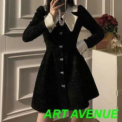 ワンピース ミニワンピース 量産型 地雷型 お嬢様 韓国 原宿系 ゴスロリ ゴシック ベルベット 韓国 無地 Vネック 春 秋 冬 長袖 ミニ丈 ショート丈 お