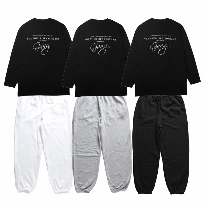 ACE FLAG 上下セット 長袖 ブランド スケボー メンズ 春秋冬用 全3色 大きいサイズ エースフラッグ セットアップ ロンT スウェットパンツ Compton