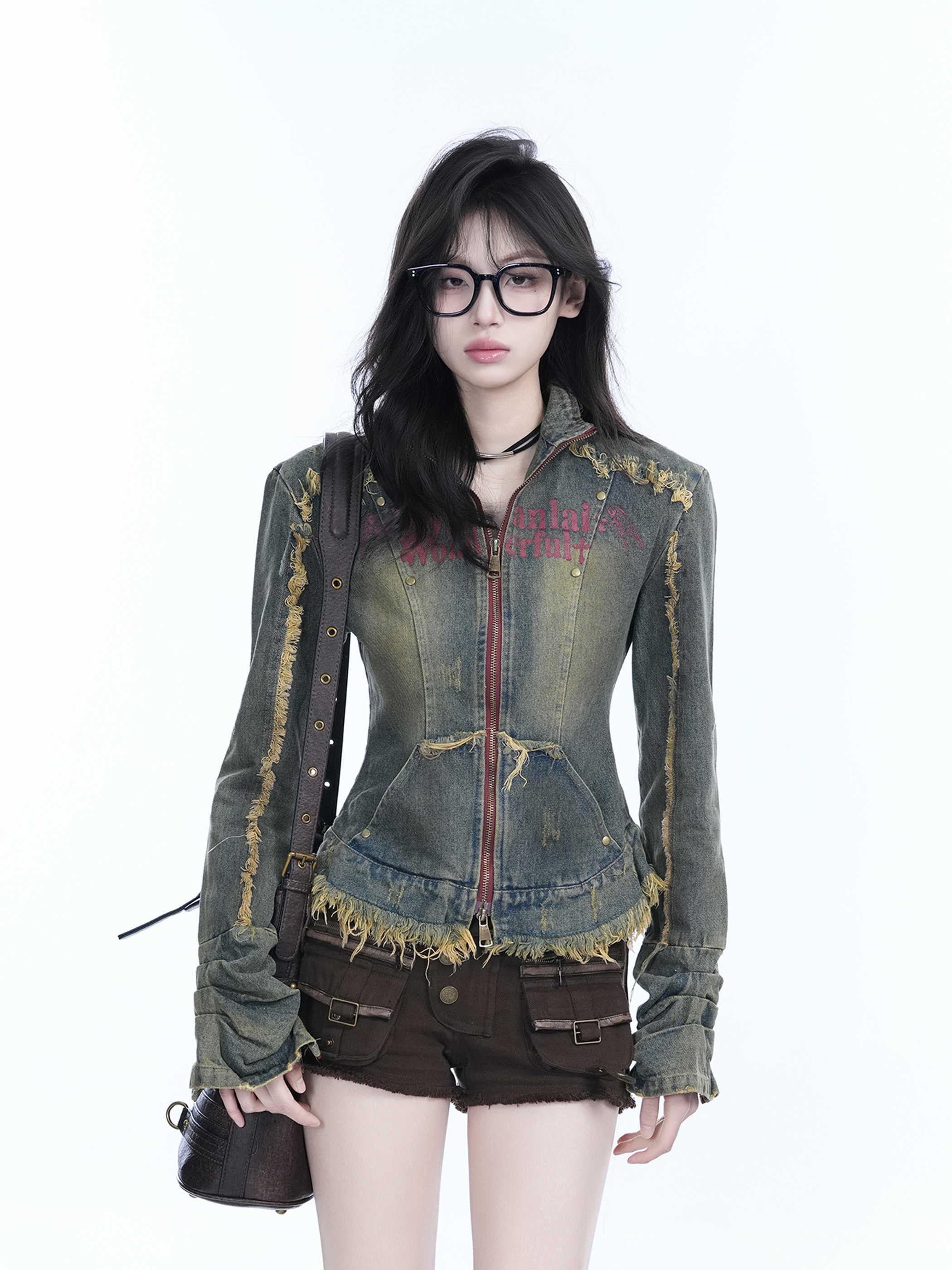 「SHANKONG」【高·品質版】【上品】2025新作 デニムジャケット アウター レトロ ゆったり 韓国ファッション レディーストップス アウター トップス セミロング トップス 29