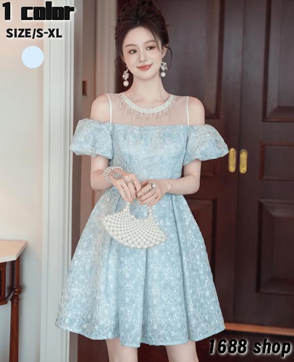 予約受付中2025 ワンピース Aライン ミニ 姫系ワンピース　花柄　ワンピース インポート ひざ丈 ミドル丈 エレガント　韓国ファッション シンプル Vネック パーティドレス 袖あり　お嬢様 セクシ