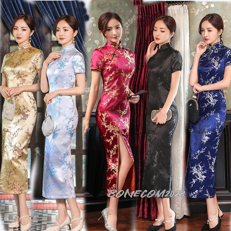 【急速出荷】最安値挑戦！チャイナドレス 【8色×7サイズ】 ロング ヘアアクセ 仮装 　チャイナ服【限定SALE】