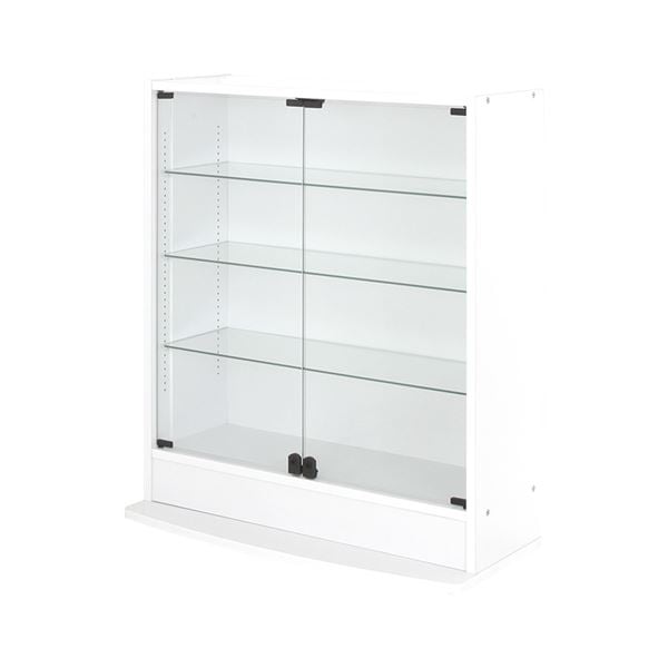 コレクションケース/収納棚 (ワイド ロータイプ 本体 奥行29cm ホワイト) 幅83.1cm 強化ガラス扉 棚板 (組立品)