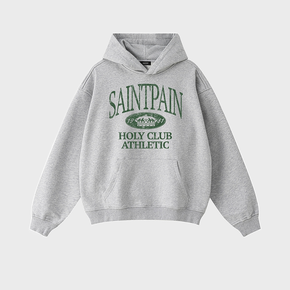 SP CROWN HEAVYWEIGHT OVERFIT HOODIE-MELANGE GREY