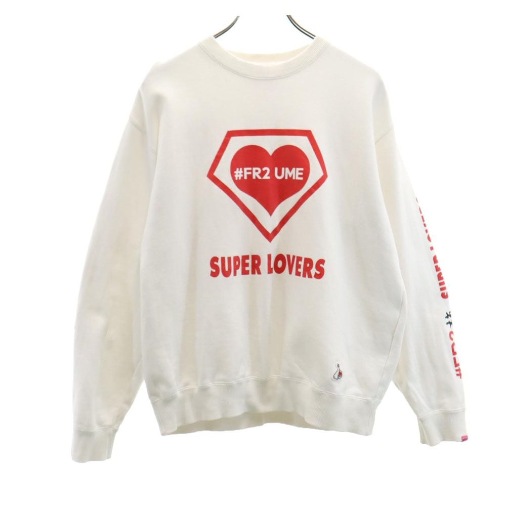 両面プリント 長袖 スウェット トレーナー F ホワイト レディース