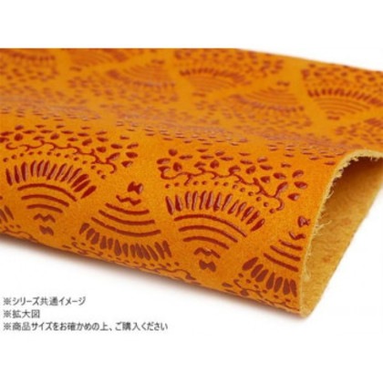 切り革 印伝革 花束(赤×オレンジ) 1枚 Pkawa082-09