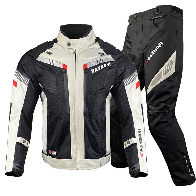 バイク用 メンズ ジャケット&パンツ上下セット オールシーズン通用 プロテクター付き 保護力 防水イ