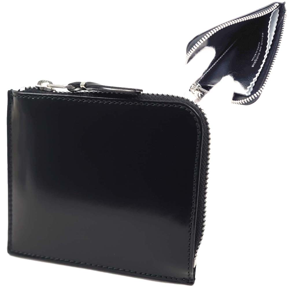 コムデギャルソン コインケース L字ファスナー 財布 小銭入れ コンパクト ミニ財布 メンズ レディース ブラック×シルバー COMME DES GARCONS SA3100MI-SILVER