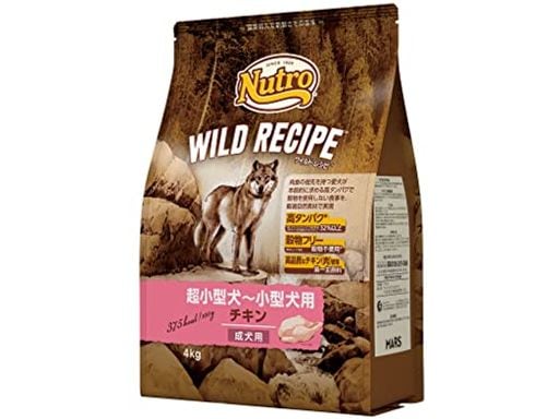 NUTRO ワイルドレシピ 超小型犬~小型犬用 グレインフリー 成犬用 チキン 4KG ドライフード 総合栄養食 ドッグフード 犬 穀物フリー 香料・着色料 無添加 消化吸収の健康維持 ニュートロ