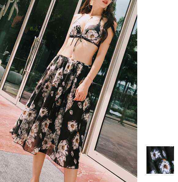 体型カバー 水着 ビキニ 4点セット レディース 2024年新作 ビーチウェア 40代 30代 20代 フレアスカート カシュクール 長袖 セットアップ