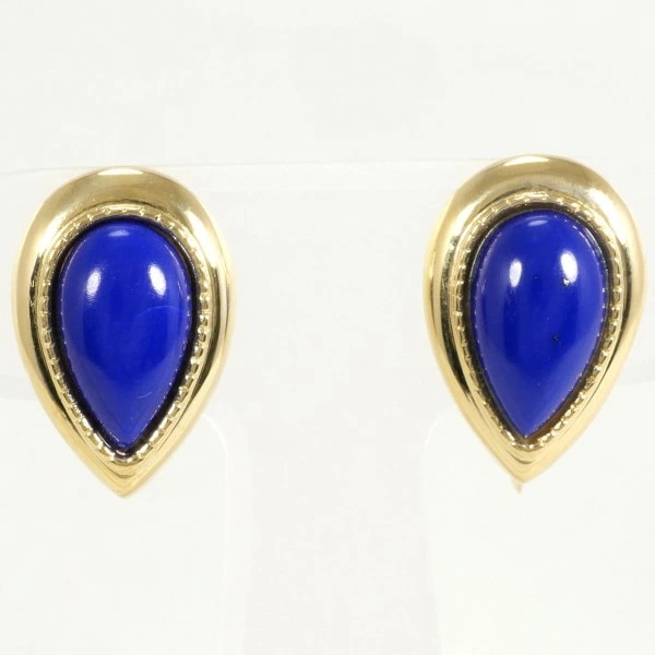 K18 18金 YG イエローゴールド イヤリング ラピスラズリ ジュエリー 中古