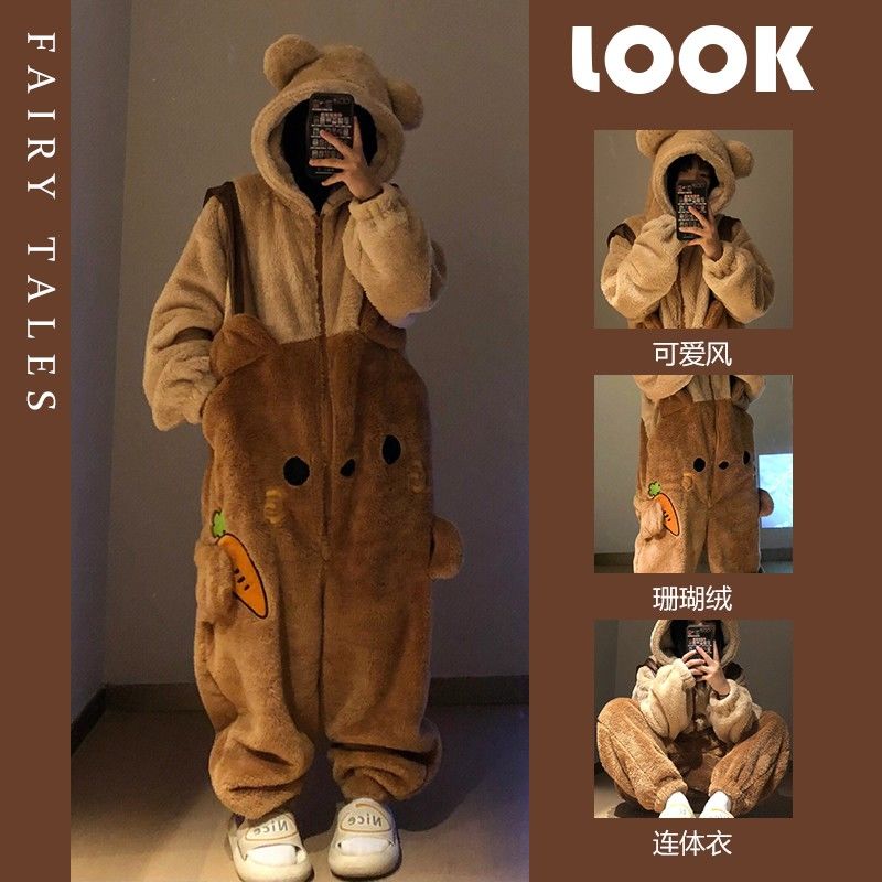 【2枚購入で100円OFF】今買いたいが特売！新しいワンピースホームパジャマ コーラルベルベットパジャマ女性冬厚くベルベット パジャマ