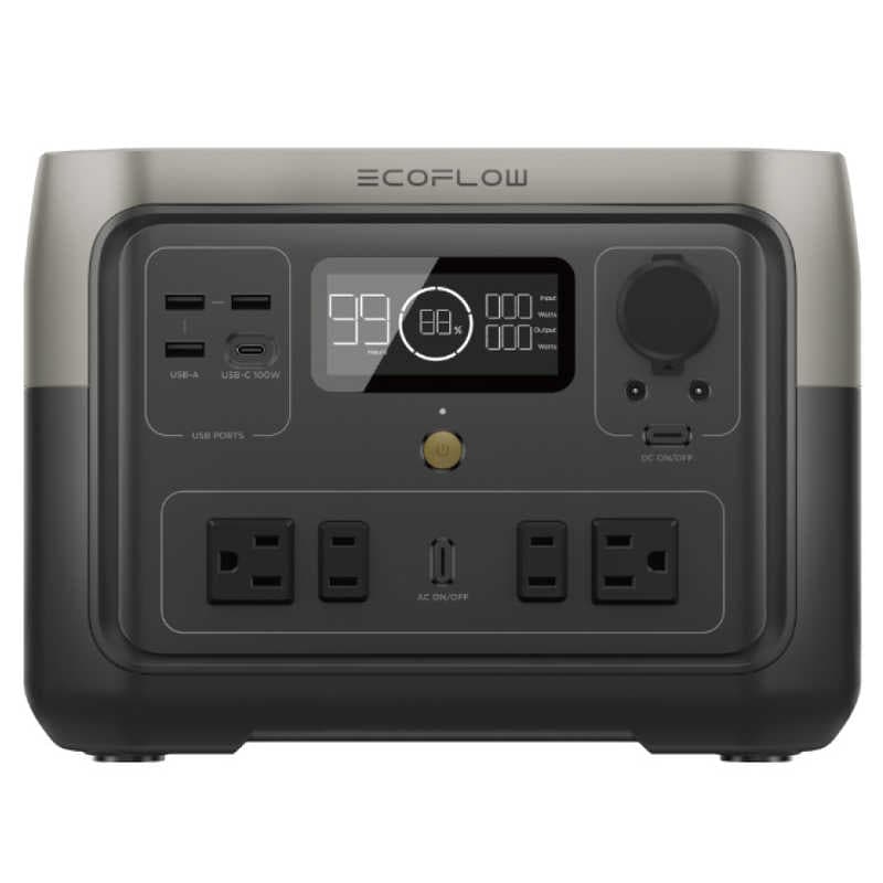 エコフロー　EcoFlow RIVER 2 Max ポータブル電源[512Wh /6出力 /ソーラーパネル(別売)] 　ZMR610B-JP