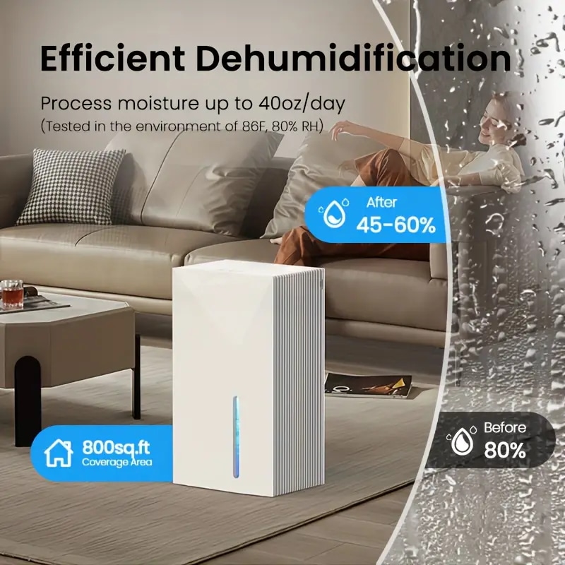 79oz 静音除湿機7色の環境光自動シャットオフ&リラックスエネルギー効率的なリビングルーム寝室地下室湿気吸収モダンデザイン耐久性のある構造