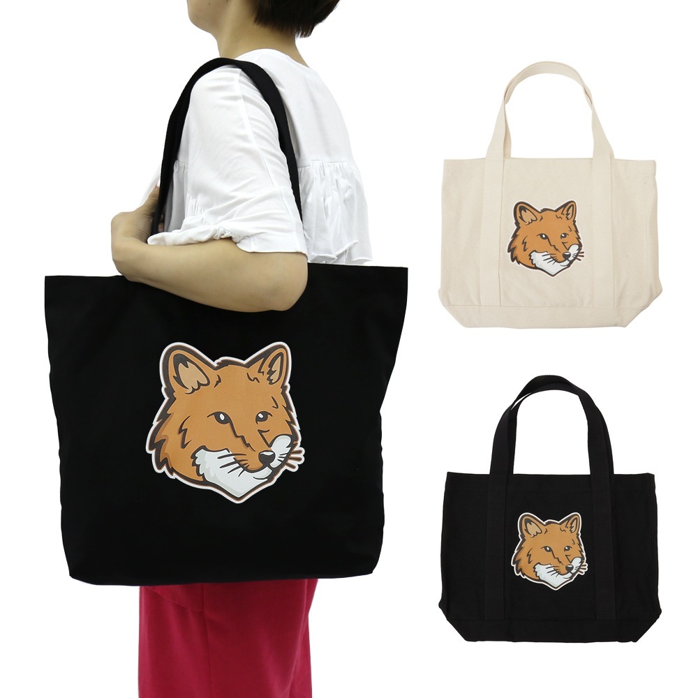 MAISON KITSUNE メゾンキツネ バッグ トート フォックス ヘッド トートバッグ FOX HEAD TOTE BAG LW05101WW0050 メゾンキツネ 2023AW新作
