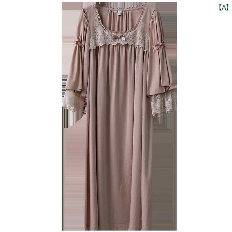 パジャマ ネグリジェ レディース 七分袖 レース フリル シフォン ワンピース リボン Aライン ドレス ルーム ナイト ホームウェア