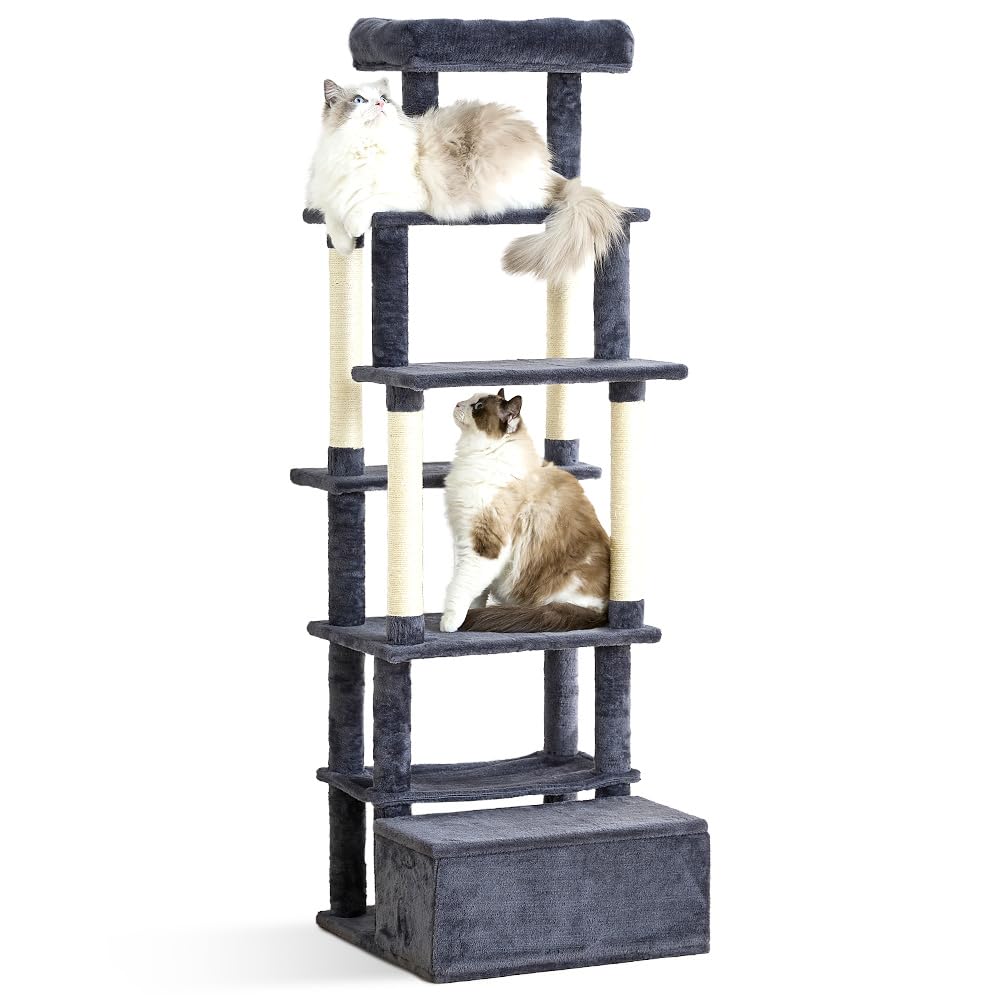 収納付きファブリックキャットタワー SFC-157 ダークグレー