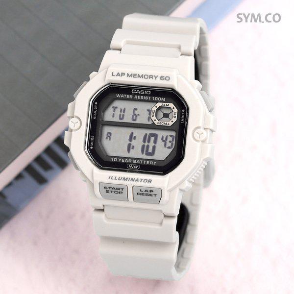 WS-1400H-8A スクエア電子オートカレンダー 60ラップ機能 ランニングスポーツ メンズ ウレタン時計 d