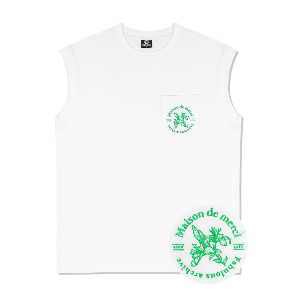 ファビュラスアーカイブユニセックスオーバーフィットシングルノースリーブトップホワイト (FCB2TS280M)