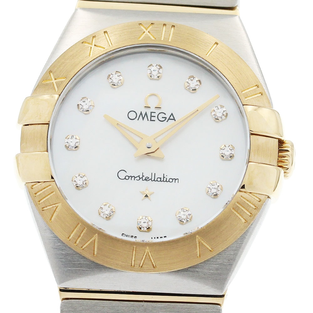 オメガ OMEGA 123.20.24.60.55.002 コンステレーション ブラッシュ YGコンビ 12Pダイヤモンド クォーツ レディース 良品 保証書付き_957836【中古】