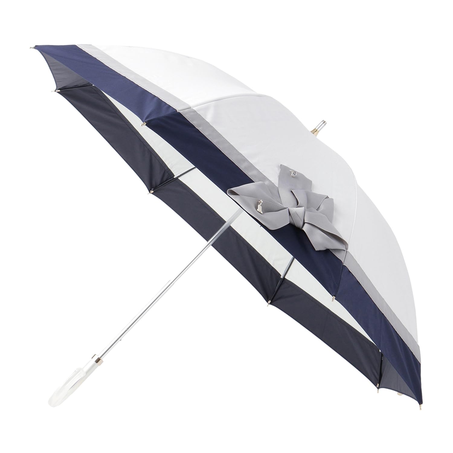 ムーンバット 【ランバン オン ブルー】 日傘 長傘 レディース 晴雨兼用 一級遮光 遮熱 UV ビジューリボン 22-084-11847-06 オフホワイト