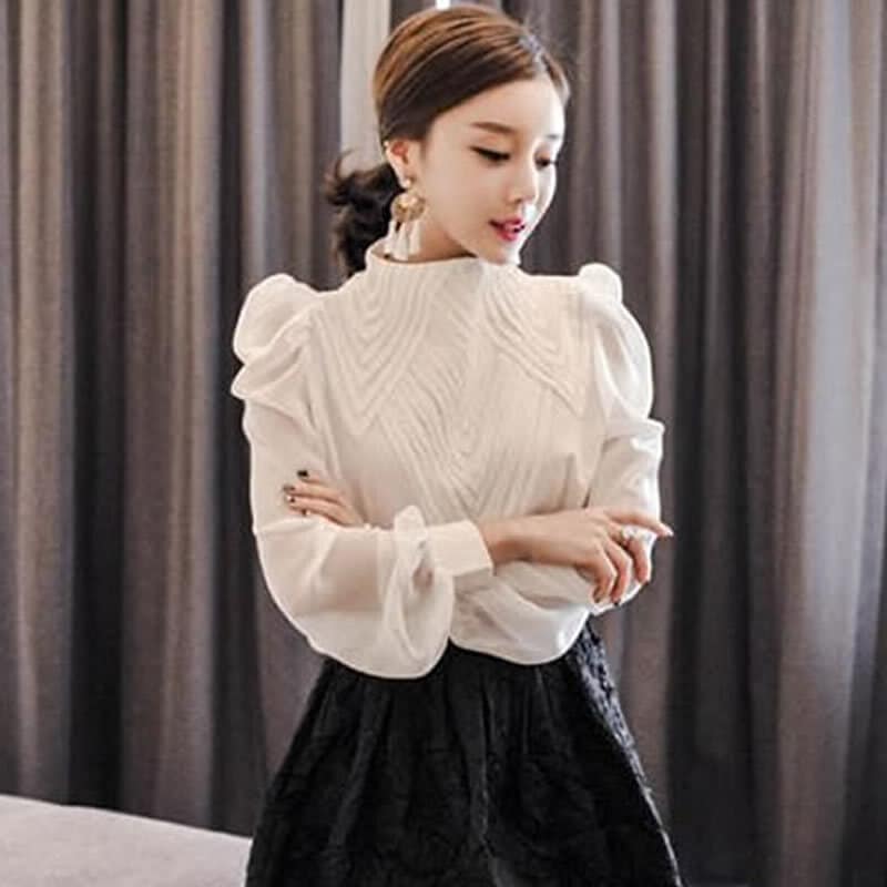 トップス ワンピース デート シャツ ワンピドレス 袖あり 長袖 ボリューム袖 ハイネック 細身 かわいい 大人可愛い きれいめ シンプル カジュアル 大人 上品 おしゃれ お洒落 大人女子 こなれ感