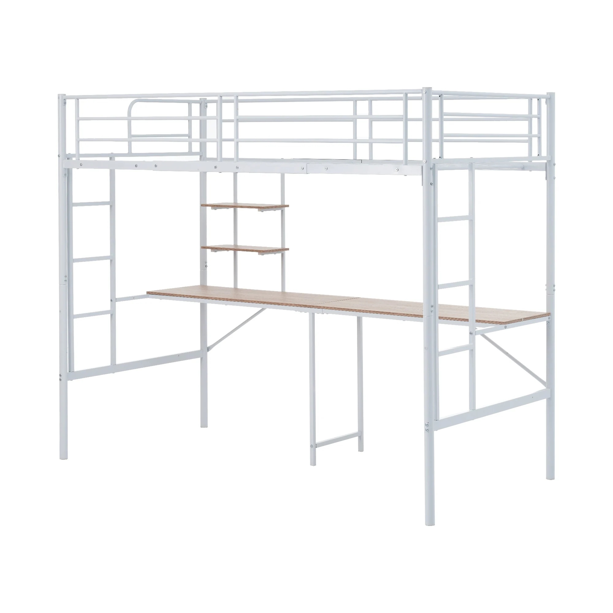 23新作システムベット ロフトベッド シングル デスク付き ラック棚付き ハシゴ階段 耐荷重150kg 高さ170cm 風 二段ベッド 大人ベッド 一人暮らし 部屋二段ベッド