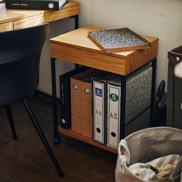 デスクワゴン サイドワゴン マルチワゴン サイドテーブル 引き出し キャスター付き スチール 脚 木製 北欧 ナチュラル おしゃれ カントリー 2段 ラック 収納棚