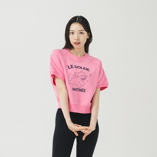 Happiness Puppy Half Sweat Shirt [PINK]