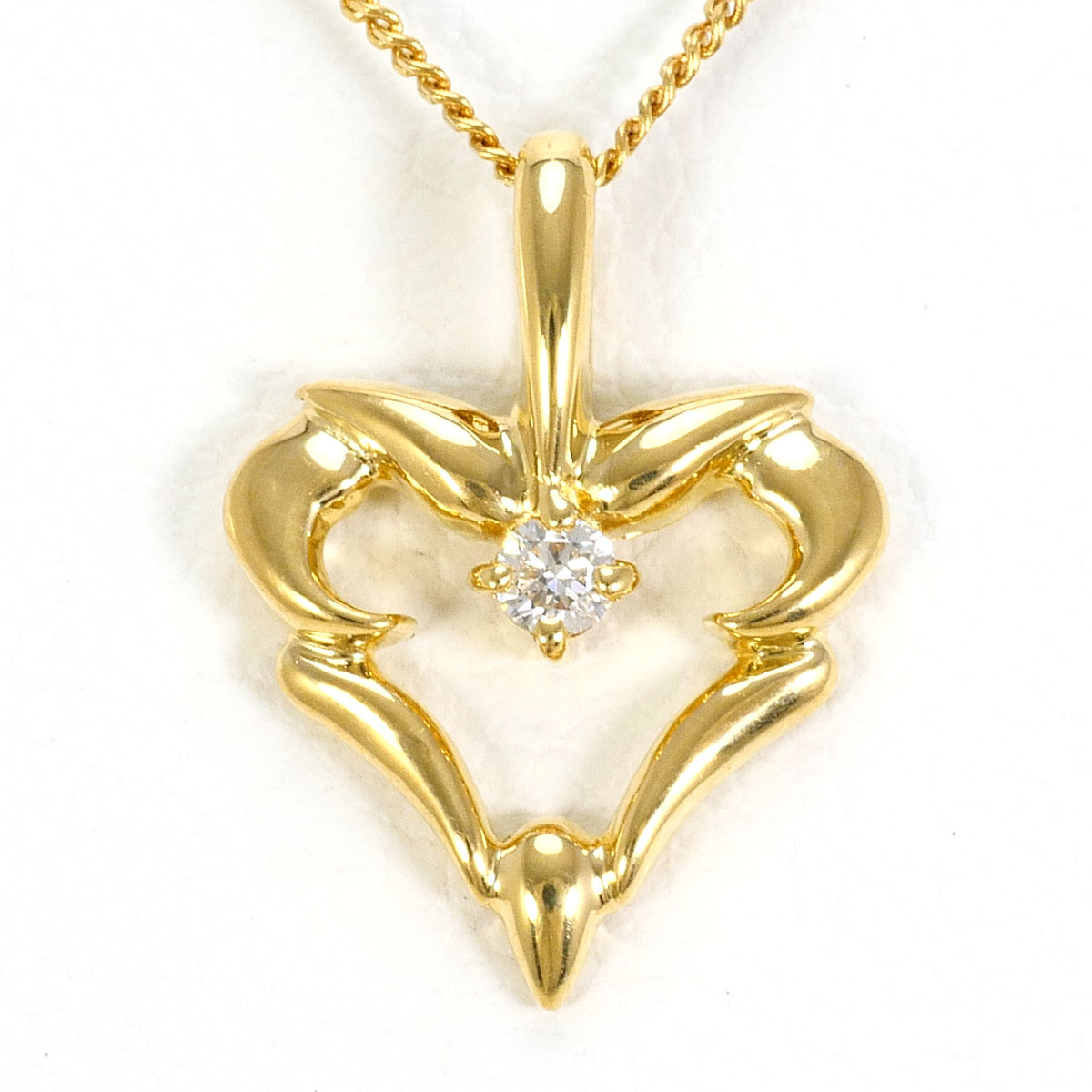 K18 18金 YG イエローゴールド ネックレス ダイヤモンド（ct刻印なし） 総重量約1.8g 約40cm 中古