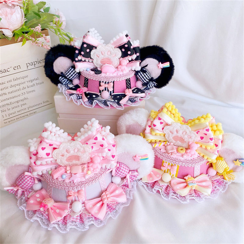 オリジナル手作りlolita礼帽ロリータ熊耳帽子クリーム甘い手作りクリーム小物ap餅17甘い