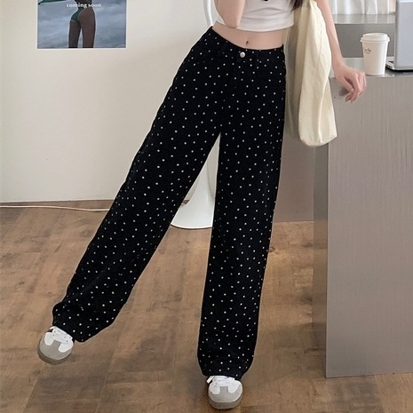 レディース パンツ ボトムス ワイドパンツ フルレングス ワイド フェミニン ストリート かわいい 大人可愛い シンプル カジュアル おしゃれ ガーリー ラブリー キュート ドット柄 オールシーズン