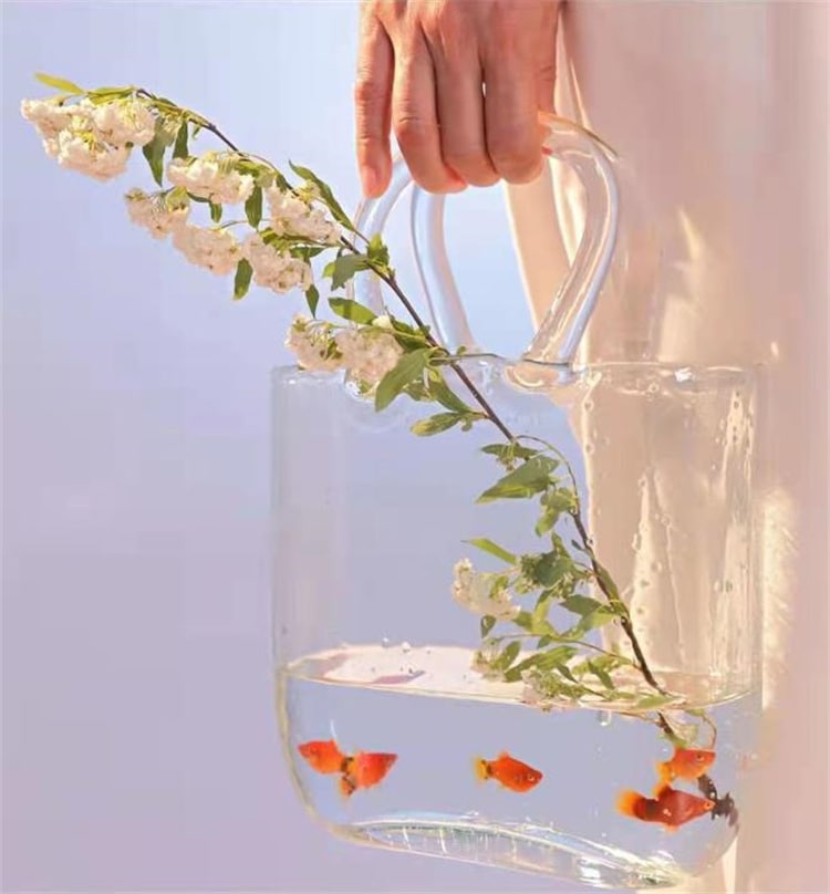 INSスタイル 酒場 手提げガラスバッグ セット バー ジュースカップ フルーツグラス カクテルカップ ガラススプーン 花瓶 養魚水槽 家庭用振り子 キャンプ 手提げバスケット振り子