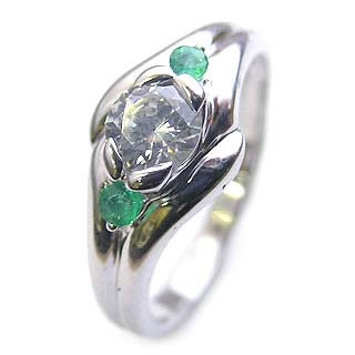 ( 婚約指輪 ) ダイヤモンド エンゲージリング( 5月誕生石 ) エメラルド楽ギフ_包装