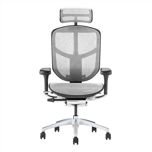 オフィスチェア デスクチェア [ハイタイプ ブラックフレームxホワイト] ヘッドレスト付き 肘付 エルゴヒューマン エンジョイ2