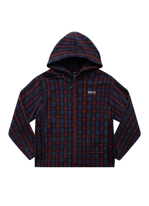 【AS"ON】 CHECK FLEECE HOOD ZIP-UP 正規品