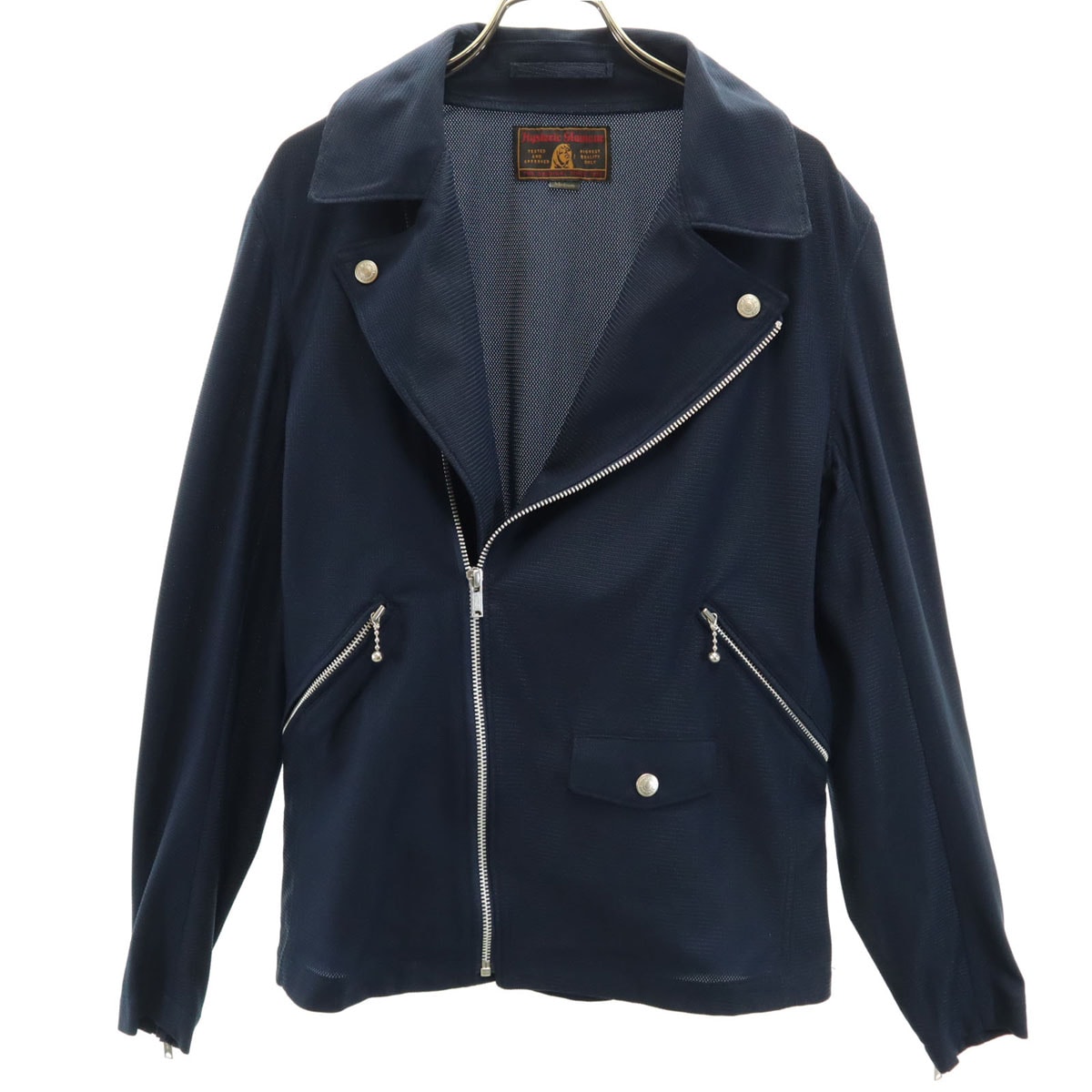 ダブルライダースジャケット M ネイビー レディース 古着