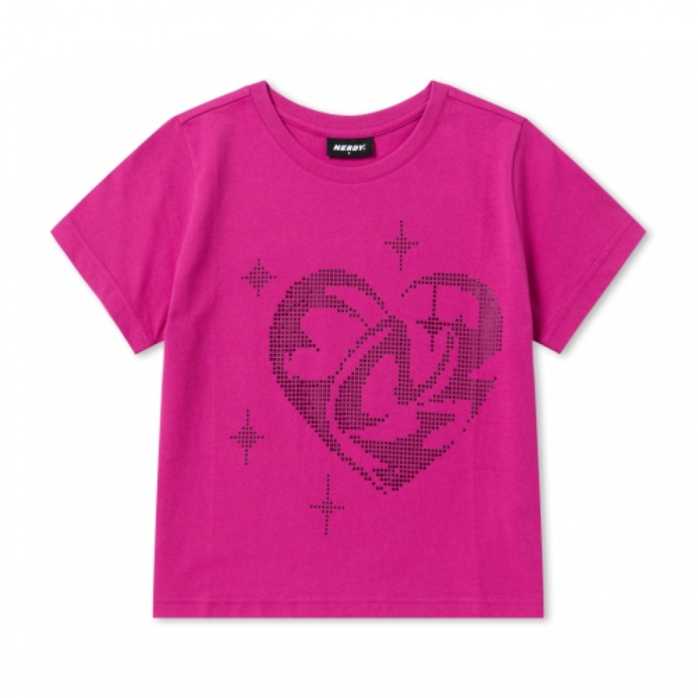 NERDY 女性用スパークリングハート半袖Tシャツプラム