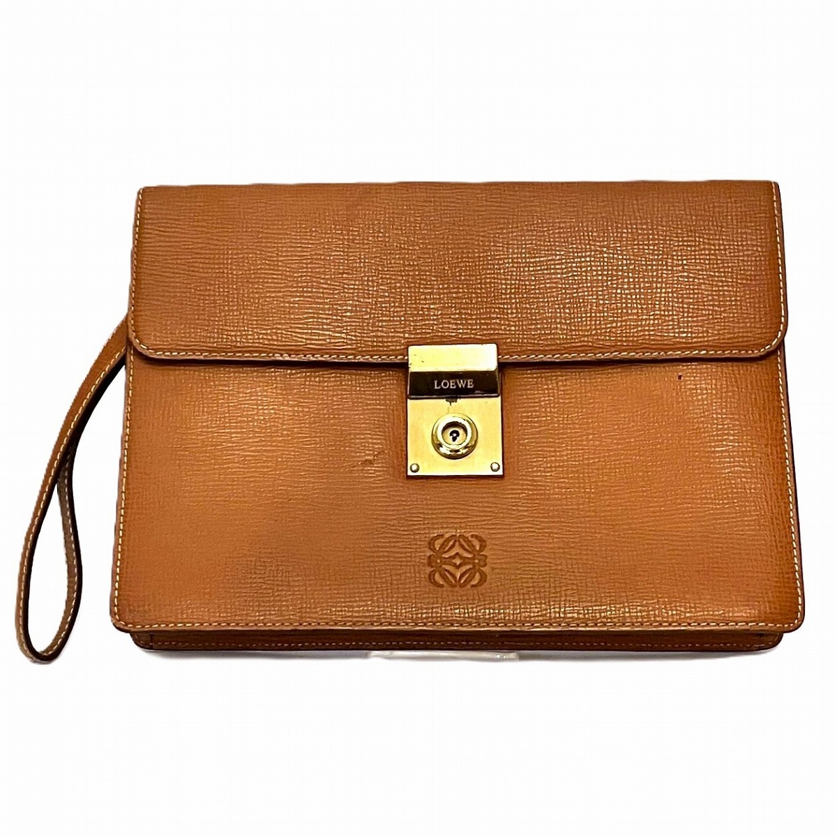 ロエベ アナグラム クラッチバッグ レザー メンズ 中古