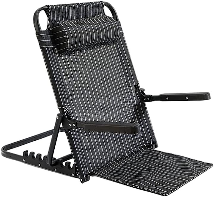 座椅子 折りたたみ 肘掛け付き ７段階角度調節 こたつ座椅子 ビーチチェア リクライニング( ブラック, 通気タイプ)