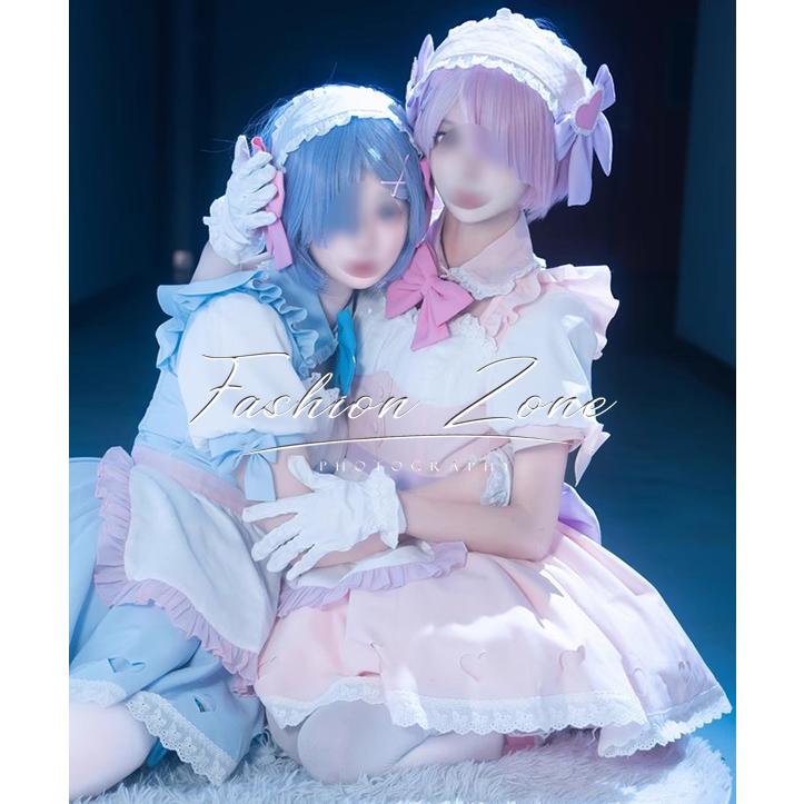 Re:ゼロから始める異世界生活 風 レムラム メイド服 コスプレ衣装 ウィッグ cosplay ハロウィン 演出服 変装