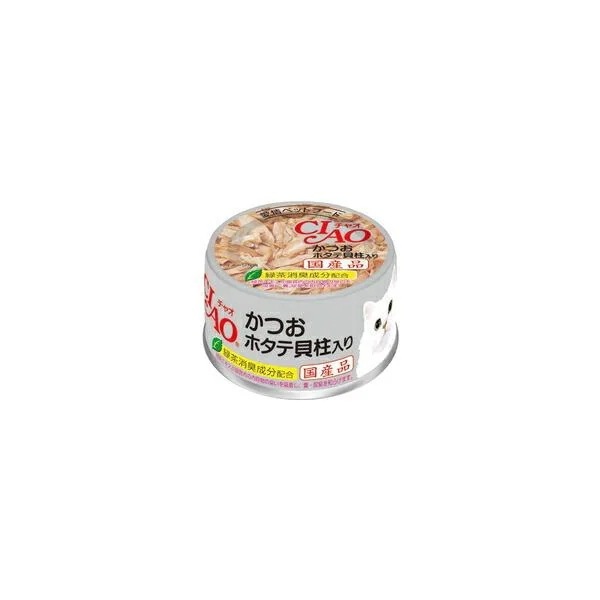 【1ケース】【お取り寄せ対象品】チャオ かつお ホタテ貝柱入り 85g[いなばペットフード CIAO(チャオ)] *48個