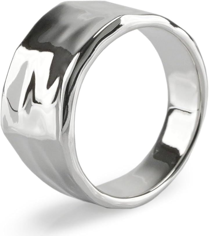 sv925 メンズ リング 指輪 シルバーリング 槌目 人気 かっこいい シンプル オシャレ デコボコ 純銀 レディース 男女(シルバー)