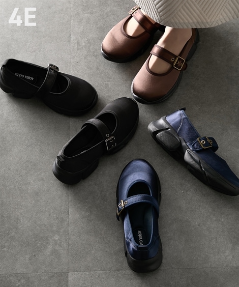 ローカットスニーカー ゆったり幅広 軽量ベルトデザインスニーカー ワイズ４Ｅ