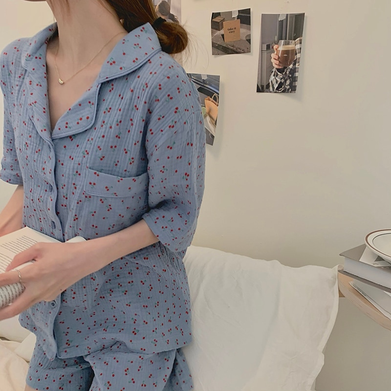 パジャマ セットアップ ルームウェア パジャマ 部屋着 寝巻き ナイトウェア ショート ショート丈 袖あり 半袖 Vネック 襟付き 前開き ウエストゴム 上下セット 2点セット ツーピース かわいい