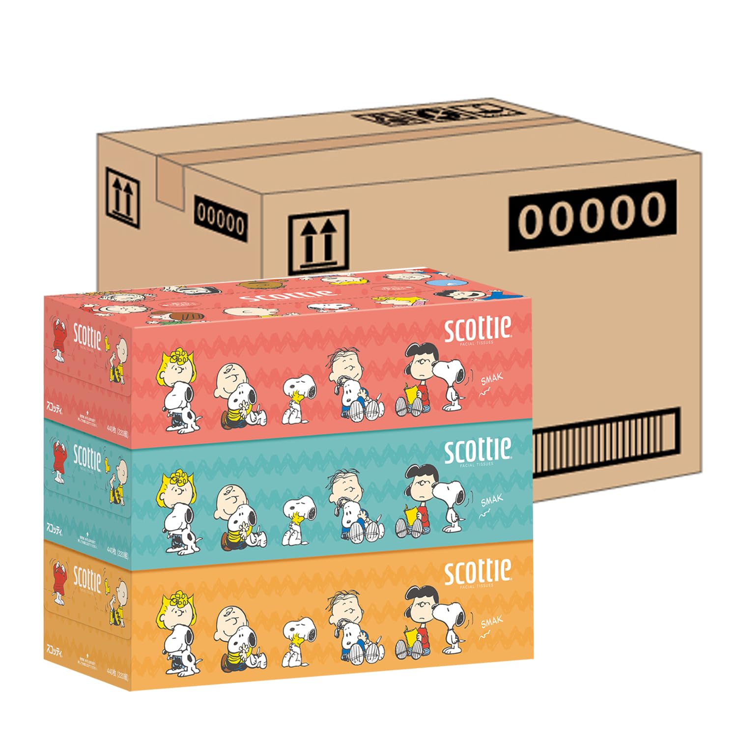 ティッシュ 440枚(220組) 54箱 スコッティ スヌーピー (ケース品)