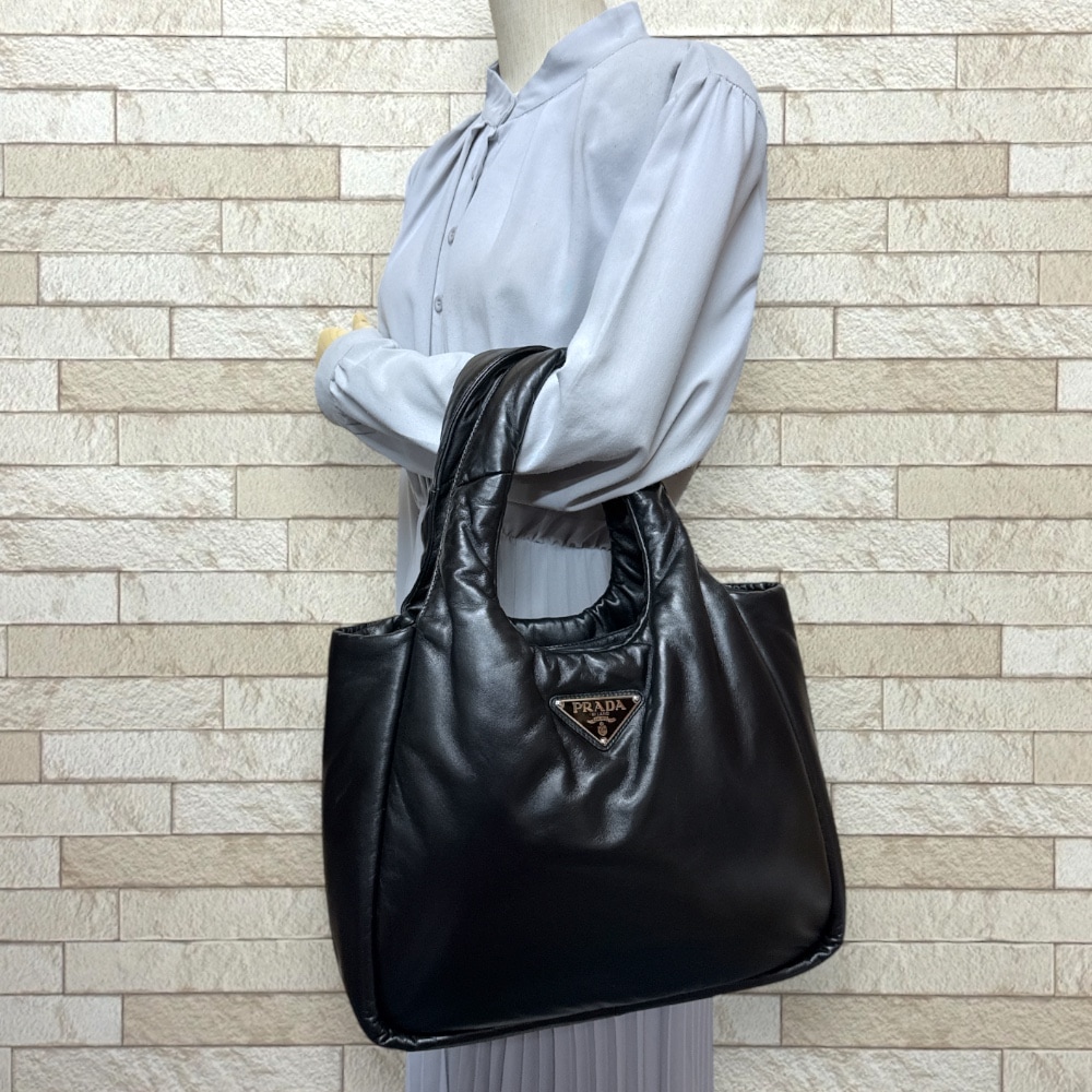 プラダ ハンドバッグ レザー 1BG412 ブラック PRADA 中古 美品