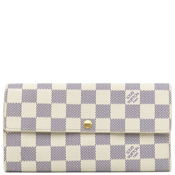 ルイヴィトン LOUIS VUITTON 長財布 ポルトフォイユ サラ ダミエアズールキャンバス ダミエアズール ゴールド金具 白 N61735 SD2039【中古】