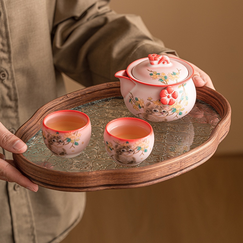 ピンクルー窯猫手爪急須大型高級カンフー茶器シングルブリュー急須陶器熱くない